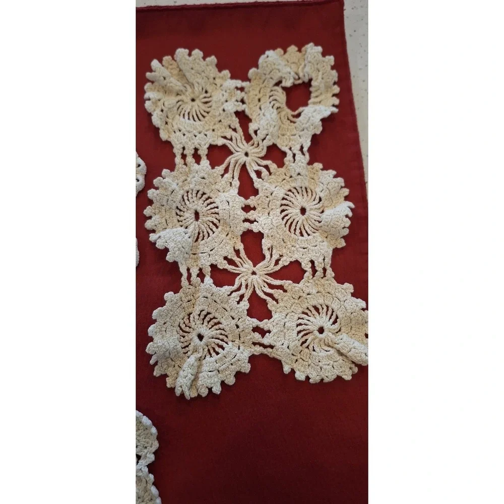🌼 Vintage Lace Crochet Doilies Lot of 8 Mixed Styles – Six Round Two Rectangle